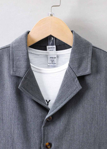 Сірий демісезонний комплект (піджак, футболка, шорти) SHEIN