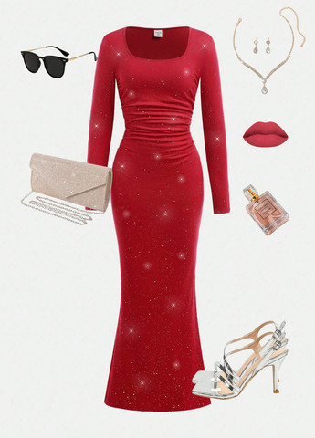 Красное платье SHEIN (341251518)