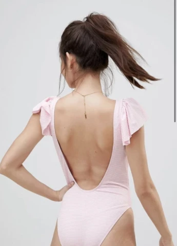 Рожевий літній суцільний купальник пландж, суцільний Lost Ink