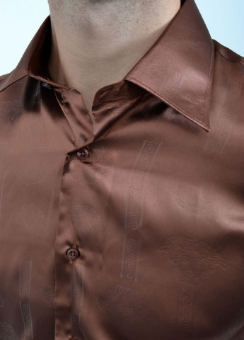 Коричневая кэжуал рубашка однотонная Ager с длинным рукавом