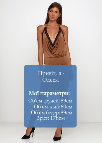 Светло-коричневое кэжуал платье с открытой спиной ON-Line однотонное