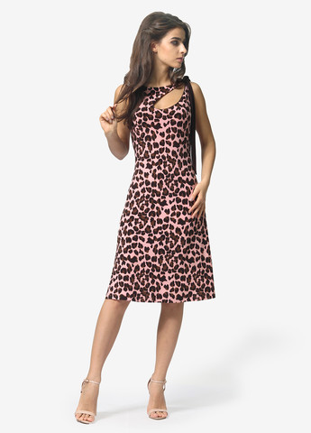 Розовое кэжуал платье клеш Agata Webers леопардовый