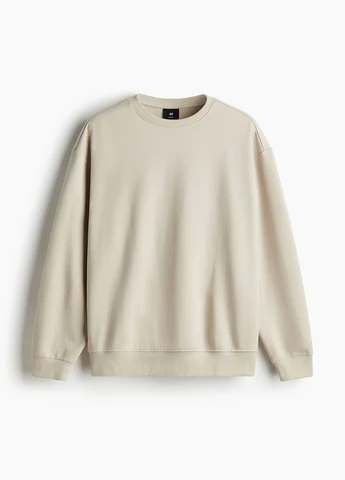 Светло-бежевый свитшот H&M однотонный без декора (300466287)