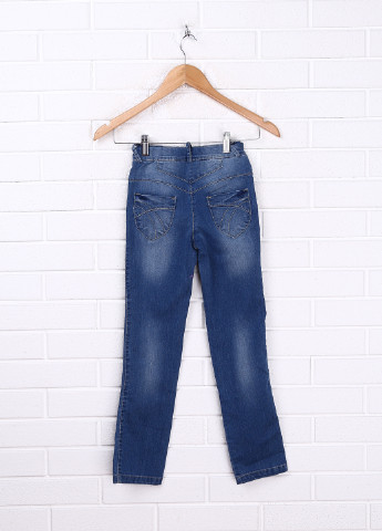 Голубые джинсовые демисезонные зауженные брюки Одягайко
