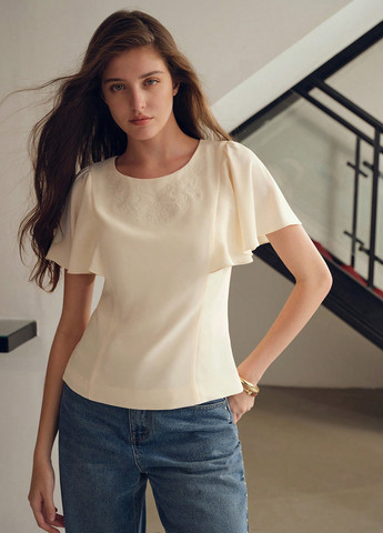 Кремовая блуза SHEIN