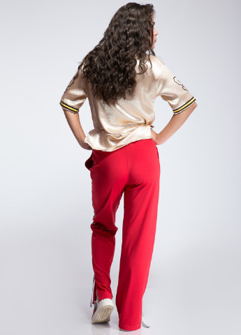 Красные кэжуал демисезонные прямые брюки Modna Anka