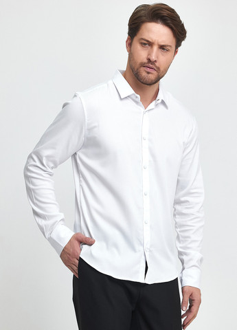 Белая классическая, кэжуал рубашка однотонная Trend Collection