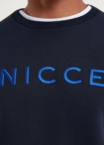 Свитшот Nicce - Прямой крой однотонный темно-синий кэжуал трикотаж, хлопок - (244733692)
