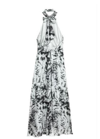 Светло-серое кэжуал длинное атласное платье H&M с рисунком