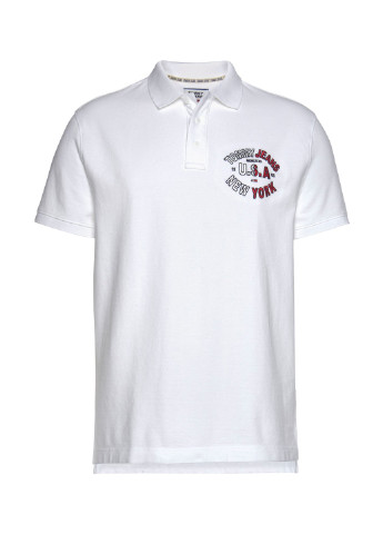 Белая футболка-поло для мужчин Tommy Hilfiger с надписью