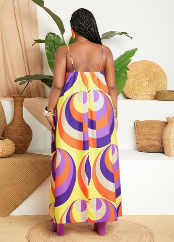 Комбінована кежуал сукня а-силует SHEIN з геометричним візерунком