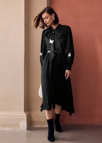 Чорна вечірня, кежуал сукня SHEIN однотонна