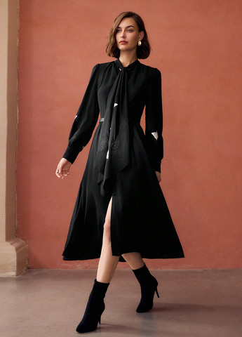 Чорна вечірня, кежуал сукня SHEIN однотонна