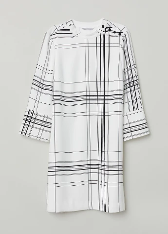 Белое кэжуал платье H&M в клетку