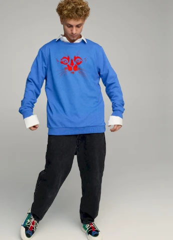 Блакитний світшот чоловічий oversize /no flis/ YAPPI (252386095)