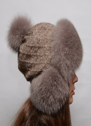 Женская зимняя меховая шапка ушанка из меха песца Меховой Стиль ушанка на трикотаже (199175447)