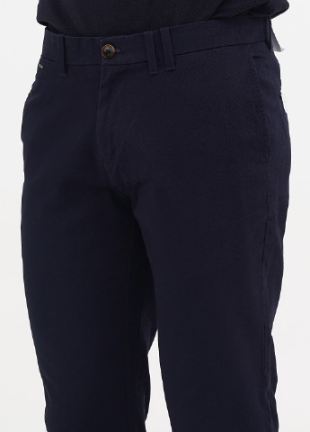 Темно-синие кэжуал демисезонные укороченные, зауженные, чиносы брюки No Brand