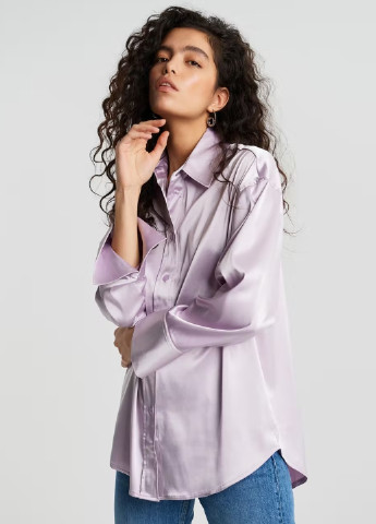 Светло-фиолетовая кэжуал рубашка однотонная Gina Tricot