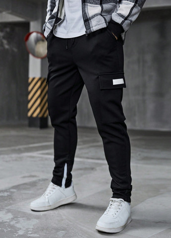 Черные кэжуал, спортивные демисезонные карго брюки SHEIN