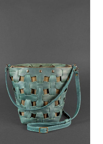Кожаная плетеная женская сумка Пазл M зеленая Crazy Horse BlankNote (253147484)