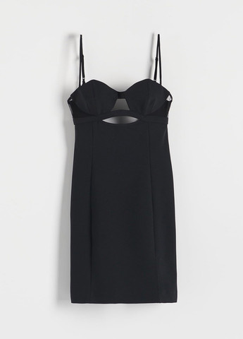 Черное кэжуал платье платье-комбинация Reserved однотонное