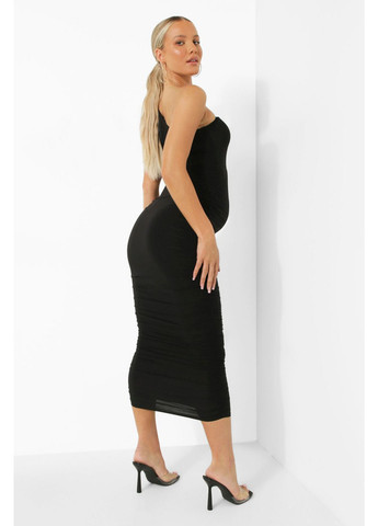 Черное праздничный, коктейльное, вечернее платье на одно плечо Boohoo однотонное