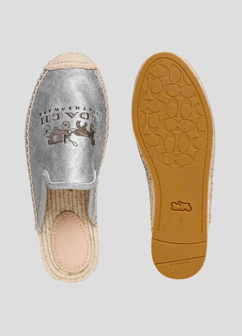 Серебряные эспадрильи Coach однотонный вышивка, логотип (308802825)