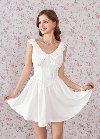 Белое кэжуал платье а-силуэт SHEIN однотонное