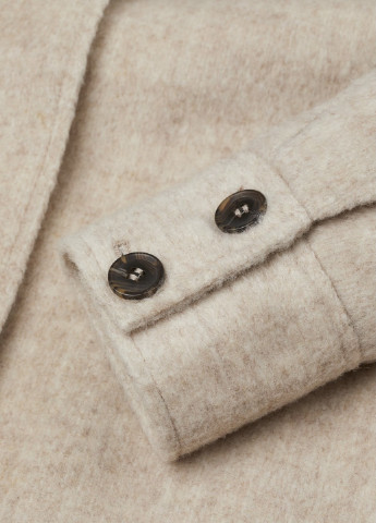 Бежевое демисезонное Пальто с шерстью пальто-рубашка H&M