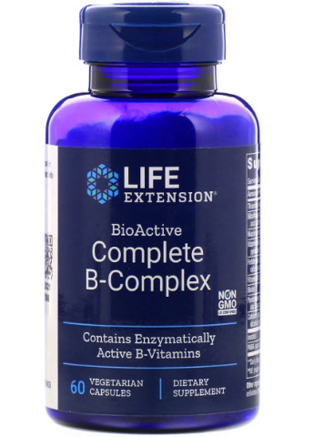 Комплекс Вітамінів Групи В, BioActive Complete B-Complex,, 60 вегетаріанських капсул Life Extension (228292522)