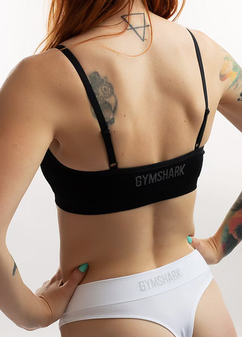 Чёрный топ бюстгалтер Gymshark без косточек нейлон