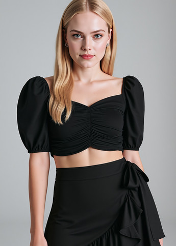 Черная кэжуал однотонная юбка Sinsay на запах