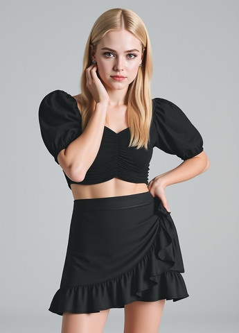 Черная кэжуал однотонная юбка Sinsay на запах