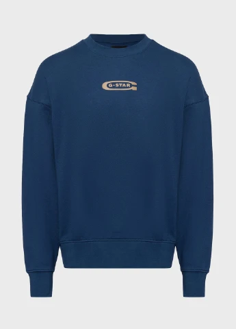 Синий свитшот G-Star Raw рисунок без декора (315050569)