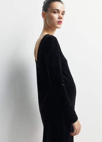 Чорна кежуал сукня для вагітних з відкритою спиною H&M однотонна