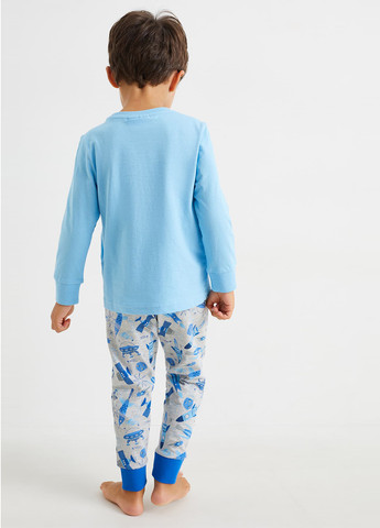 Голубая всесезон пижама (лонгслив, брюки) лонгслив + брюки C&A