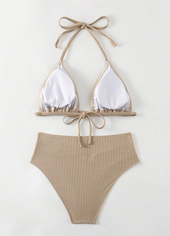 Бежевый летний купальник (бюстгалтер, трусики) раздельный SHEIN