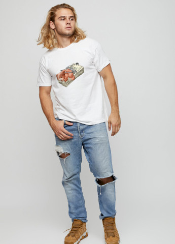 Біла футболка чоловіча basic /air print/ YAPPI