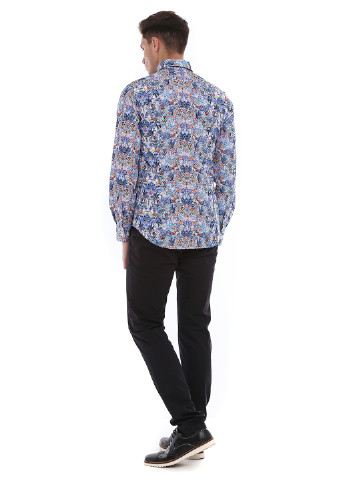 Синяя кэжуал рубашка с абстрактным узором Paul & Shark
