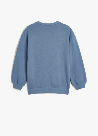 KOTON свитшот надпись темно-голубой кэжуал хлопок, полиэстер, трикотаж с начесом