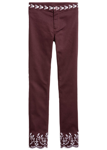 Бордовые кэжуал демисезонные брюки H&M