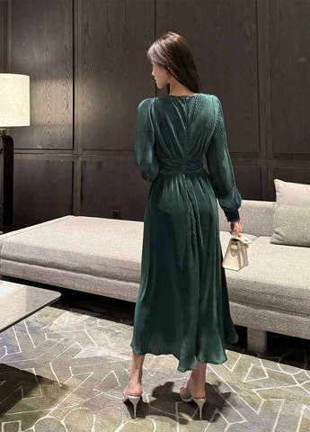 Изумрудное праздничный, кэжуал платье клеш SHEIN однотонное