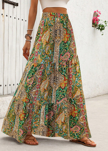 Разноцветная кэжуал "турецкие огурцы" юбка SHEIN а-силуэта (трапеция)