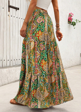 Разноцветная кэжуал "турецкие огурцы" юбка SHEIN а-силуэта (трапеция)