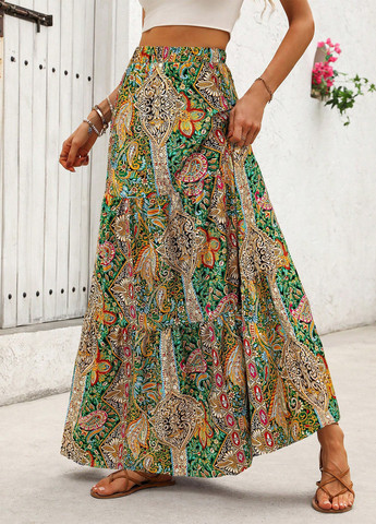 Разноцветная кэжуал "турецкие огурцы" юбка SHEIN а-силуэта (трапеция)