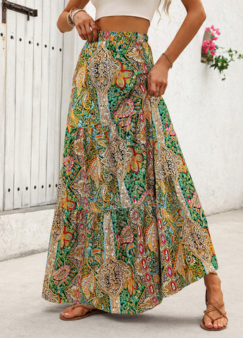 Разноцветная кэжуал "турецкие огурцы" юбка SHEIN а-силуэта (трапеция)