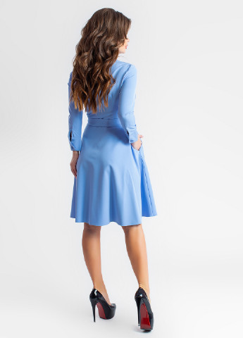 Голубое кэжуал платье рубашка, клеш Modna Anka