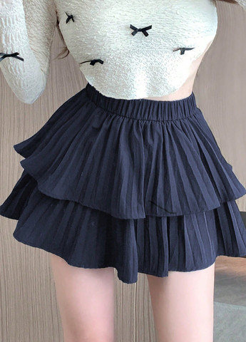 Темно-синяя кэжуал однотонная юбка SHEIN плиссе, клешированная-солнце