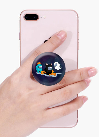 Попсокет (Popsockets) держатель для смартфона Амонг Ас (Among Us) (8754-2420) Черный MobiPrint (216836517)
