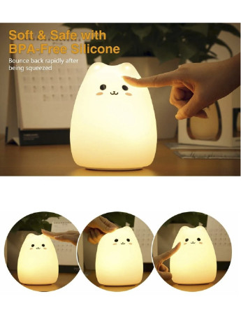 Детский ночник Little Cat Silicone Light силиконовый светильник в виде милого котика 7 RGB цветов Solar (251117384)